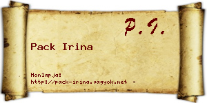 Pack Irina névjegykártya